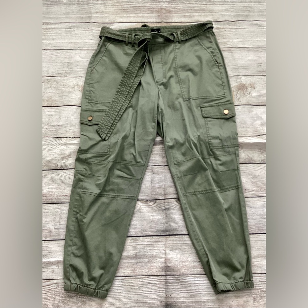 White House Black Market Belted Olive Cargo Joggers